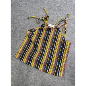 Texture & Thread Tie-Shoulder Tank Top in Rainbow Crochet XS